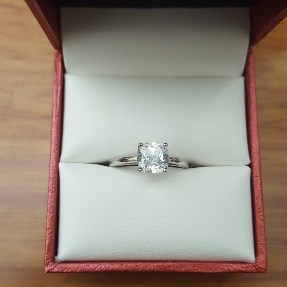 CZ 1 carat cushion cut solitaire